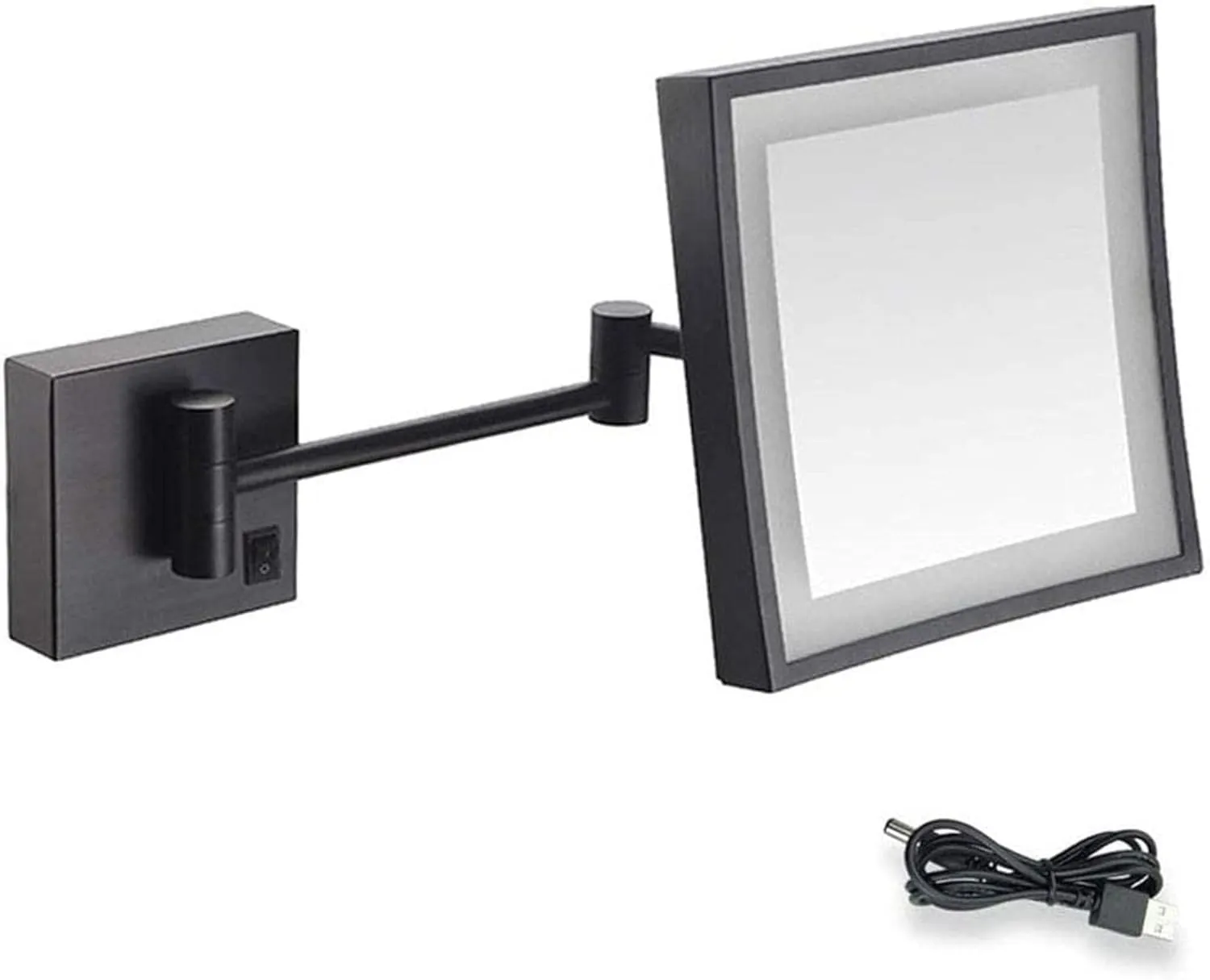 Bathroom Mirror Make Up Wall Mounted 3X Magnification Extendable for Hotel Vanity Single Side Square(Black Bronze)