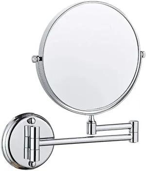 Bathroom Shaving Mirror Wall Mounted Makeup Mirror 6-inch Two-Sided Swivel Wall Mounted Mirror Extending Folding Bathroom Shaving Cosmetic Make Up Mirror- 5X/3X Magnification ( Color : Chrome , Size :