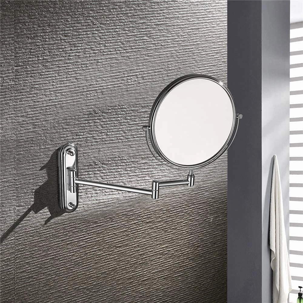 Bathroom Makeup Mirrors, Wall Mounted Brass Double Sided 360° Swivel Magnifying Vanity Shaving Extendable Adjustable (Color : 8inch, Size : 7X)