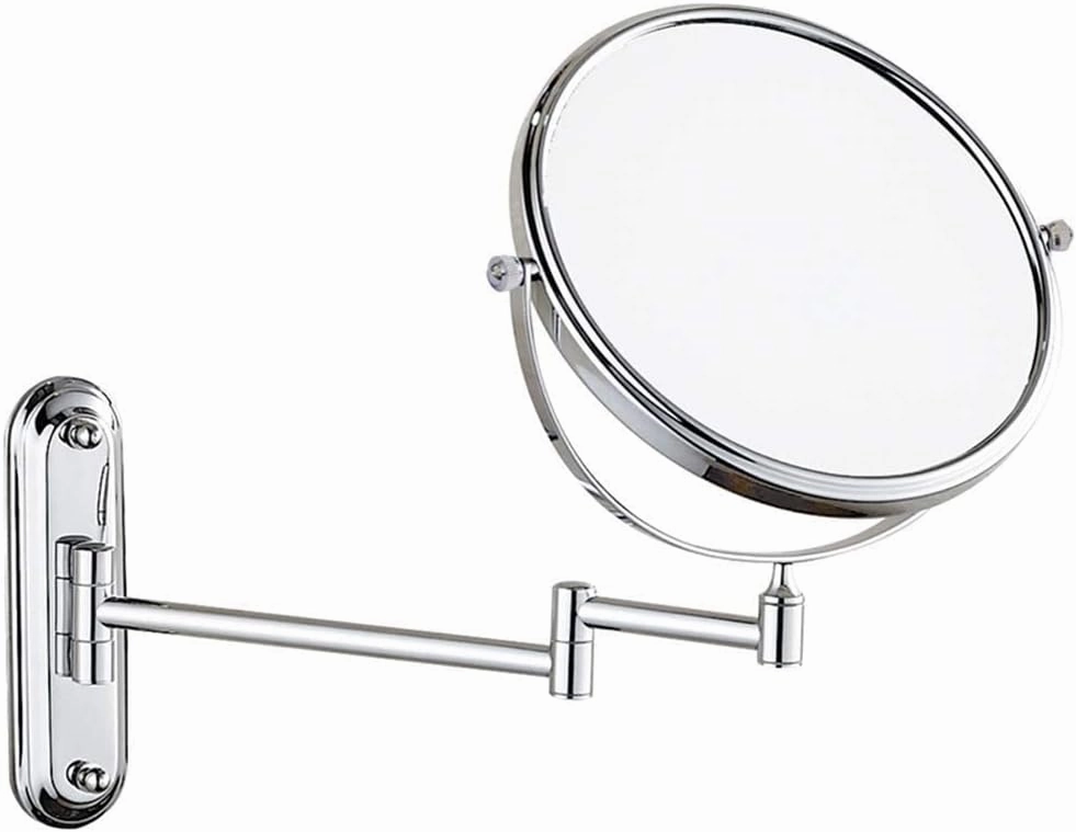 Bathroom Makeup Mirrors, Wall Mounted Brass Double Sided 360° Swivel Magnifying Vanity Shaving Extendable Adjustable (Color : 8inch, Size : 7X)