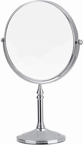 Bathroom Mirror Chrome Countertop Makeup Mirrors, Double Sided Standing Vanity Mirror with Magnification, Swivel Tabletop Shaving Mirrors,6 Inch,3X (Color : 6 Inch, Size : 5X)