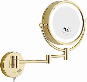 Bathroom Mirror Wall-Mounted Makeup Mirror Folding Bathroom Vanity Mirror with Switch