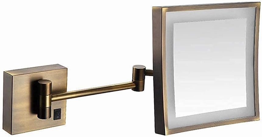 Bathroom Mirror, Wall-Mounted Makeup Mirror Three Double Side Side Square Vanity Heart Mirror Stretched Built-in Lithium Battery (Color : #4)