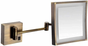 Bathroom Mirror, Wall-Mounted Makeup Mirror Three Double Side Side Square Vanity Heart Mirror Stretched Built-in Lithium Battery (Color : #4)