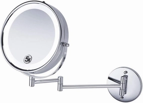 Bathroom Shaving Mirror Wall Mounted 8.5 Inch Makeup Mirror 5X Magnification Vanity Mirror 360°