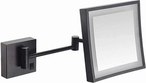Bathroom Shaving Mirrors Make Up Wall Mounted 3X Magnification Extendable for Hotel Vanity Single Side Square UK Plug(Black Bronze)