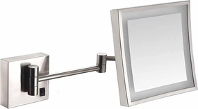 Bathroom Shaving Mirrors Make Up Wall Mounted 3X Magnification Extendable for Hotel Vanity Single Side Square UK Plug (Color : Nickel Brushed)