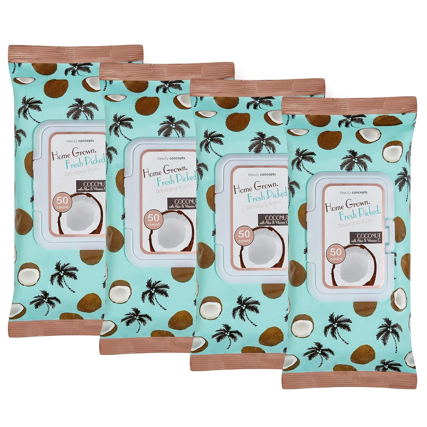 B.C. Beauty Concepts Makeup Remover Wipes – Gentle Facial Wipes for Easy Makeup Removal, 200 Count (Pack of 4), Coconut with Aloe & Vitamin C
