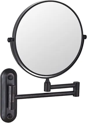 Beauty Mirror,10X Hotel Bathroom Wall Mounted Makeup Mirror, 8 Inch Extendable Mirror Foldable Telescopic Magnifying Double-Sided Shaving Mirror for Bathroom Vanity Asia Black 6 inches 3X
