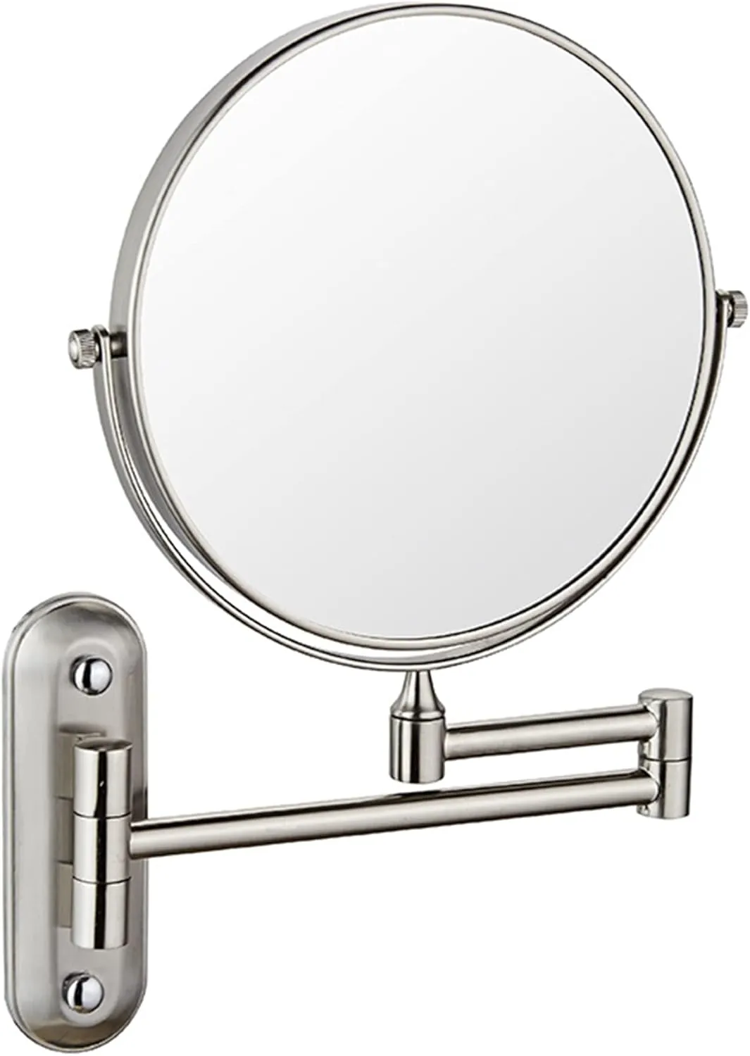 Beauty Mirror,10X Hotel Bathroom Wall Mounted Makeup Mirror, 8 Inch Extendable Mirror Foldable Telescopic Magnifying Double-Sided Shaving Mirror for Bathroom Vanity Brushed Nickel 8 inches 5X