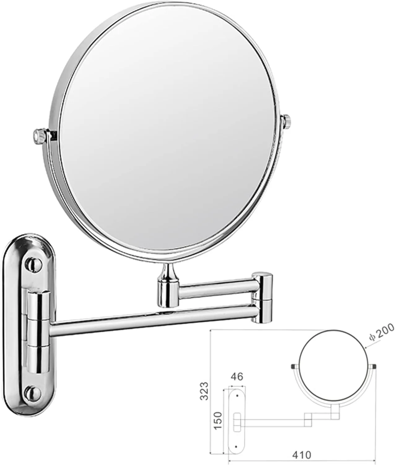 Beauty Mirror,10X Hotel Bathroom Wall Mounted Makeup Mirror, 8 Inch Extendable Mirror Foldable Telescopic Magnifying Double-Sided Shaving Mirror for Bathroom Vanity Gold 6 inches 3X