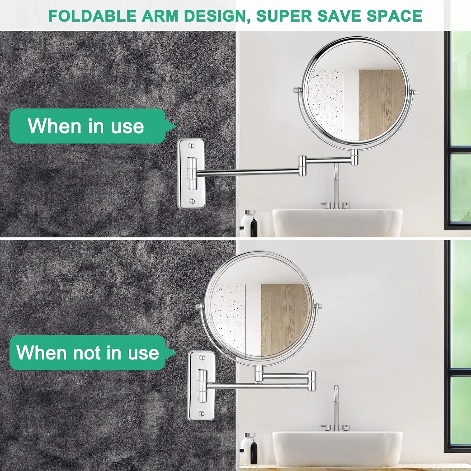 Beauty Mirror,10X Hotel Bathroom Wall Mounted Makeup Mirror, 8 Inch Extendable Mirror Foldable Telescopic Magnifying Double-Sided Shaving Mirror for Bathroom Vanity Gold 6 inches 3X