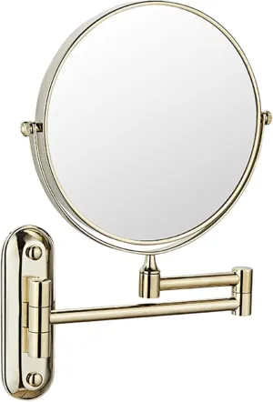 Beauty Mirror,10X Hotel Bathroom Wall Mounted Makeup Mirror, 8 Inch Extendable Mirror Foldable Telescopic Magnifying Double-Sided Shaving Mirror for Bathroom Vanity Gold 6 inches 5X