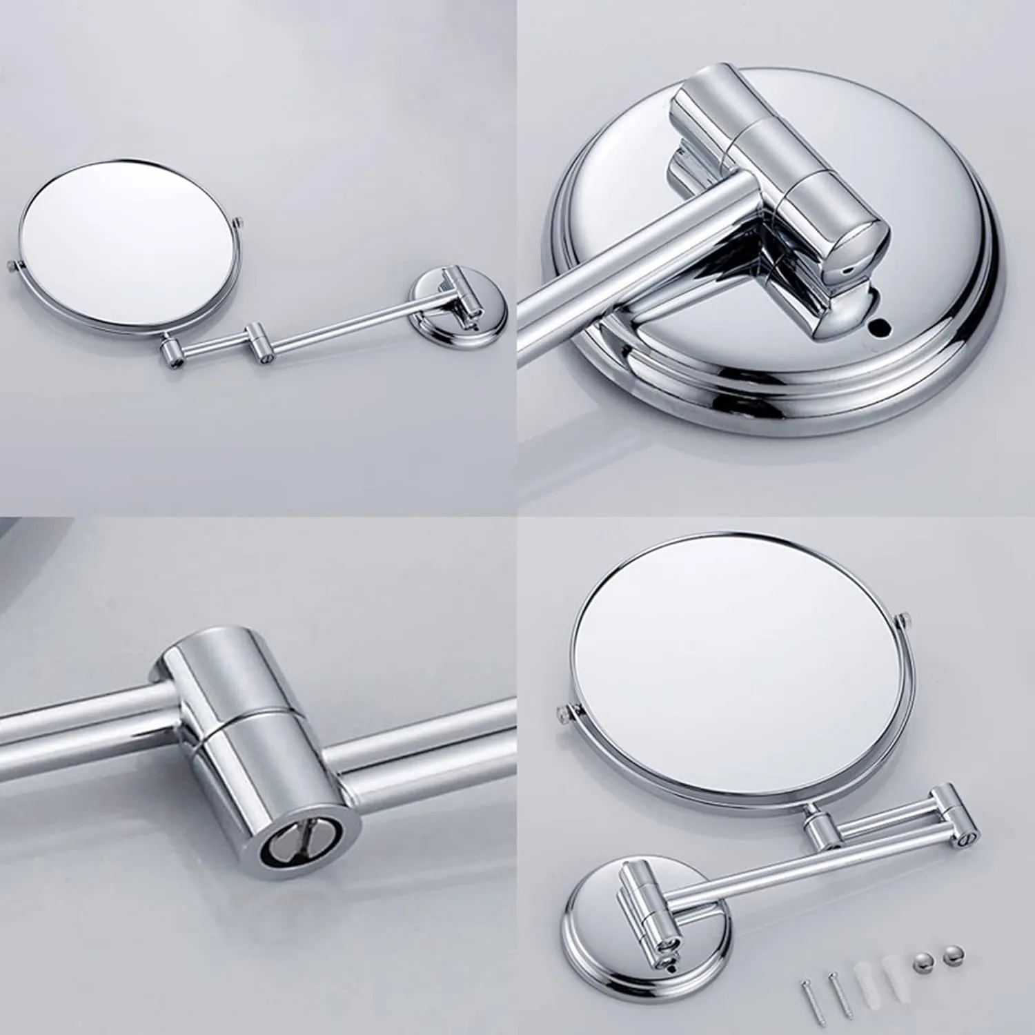 Beauty Mirror,3X 10X Hotel Bathroom Wall Mounted Makeup Mirror, 8 Inch Extendable Bathroom Mirror Foldable Magnifying Double-Sided Shaving Mirror for Bathroom Vanity Silver 6 inches 5X