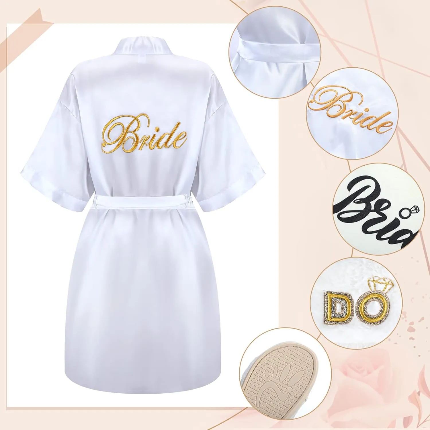 Berlune 3 Pcs Bride to Be Gift Sets Bridal Shower Supplies Bride Tote Bag Robe Slippers Bachelorette Gifts for Wedding