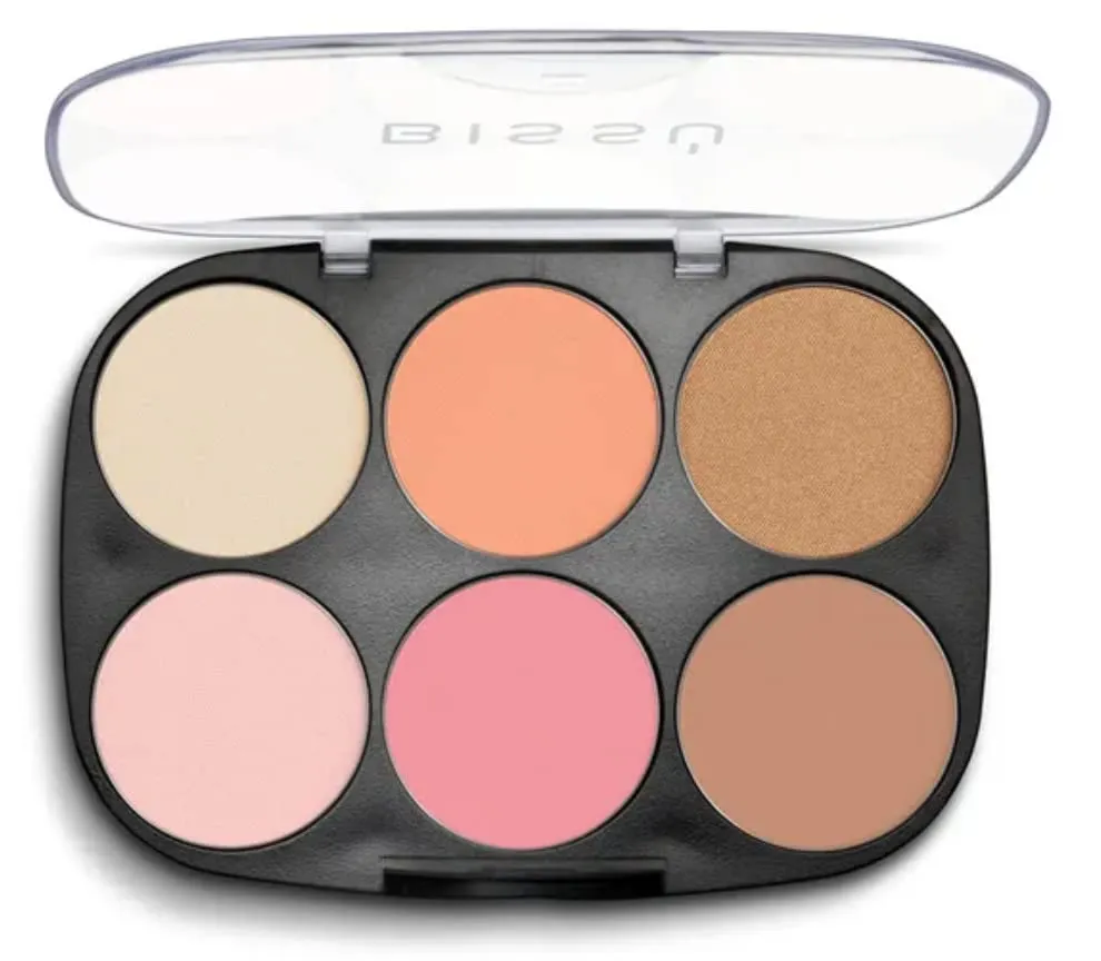 Bissú 6 colors Makeup Palette (4grms each color) includes 2 highlighters, 2 Bronzers, 2 Blushes (La de Cajón)