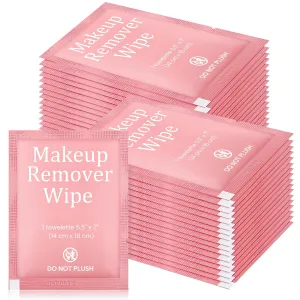 Blcculi 200 Pcs Makeup Remover Wipes Bulk,Individually Wrapped Makeup Remover Wipes,Alcohol Free Face Cleansing Wipes,Face Wipes with Vitamin E for Travel Hotel(Pink)