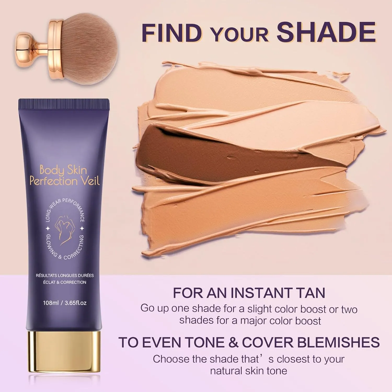 Body Coverage Perfector with Brush | Waterproof Leg & Body Makeup, Tattoo & Scar Cover Up, Long-Lasting Transfer-Resistant Formula, Buildable Full Coverage for All Skin Tones (#03)