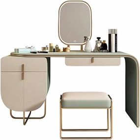 BONAD Makeup Vanity Dresser Retractable Dresser with Drawer Makeup Mirror Makeup Stool Makeup Table All in One Set Ladies Makeup Assistant Makeup Dressing Table (Color : D)