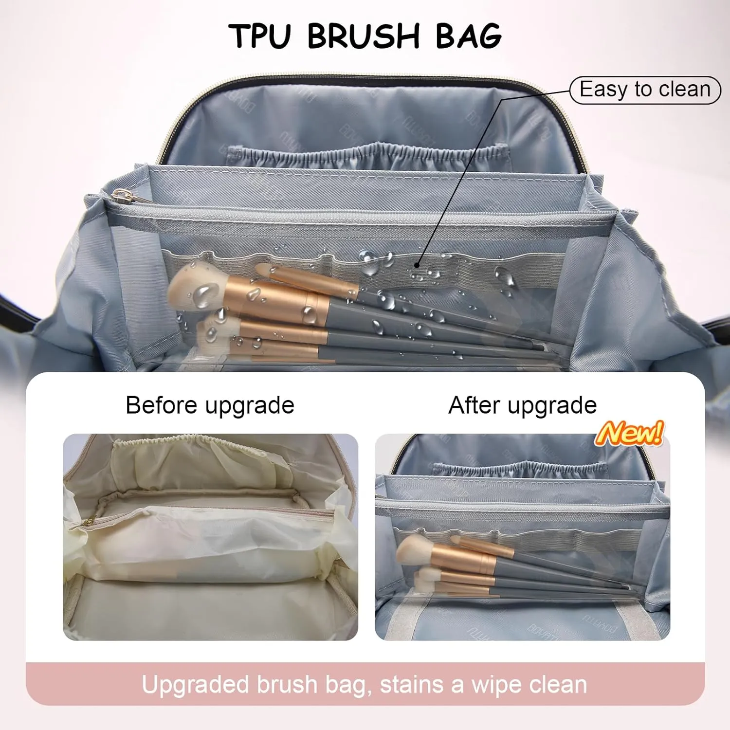 BOYATU Travel Makeup Bags for Women Cosmetic Bag: Puffy Make up Bags Set of 3 - Vegan Leather Makeup Organizer - Waterproof Large Toiletry Bag with Compartments - Travel Essentials (03 Pink)