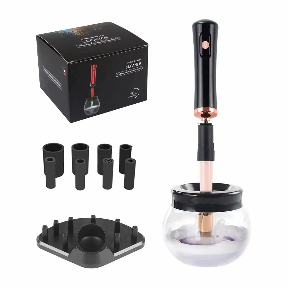 BrushClean Co. Premium Electric Makeup Brush Cleaner and Dryer - Fast, Efficient, and Hygienic Cleaning for All Brush Sizes (Black)