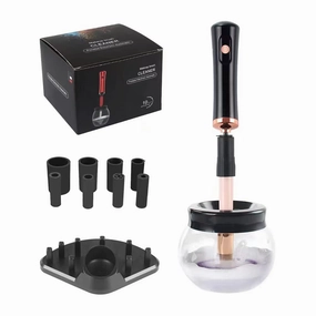 BrushClean Co. Premium Electric Makeup Brush Cleaner and Dryer - Fast, Efficient, and Hygienic Cleaning for All Brush Sizes (Black)