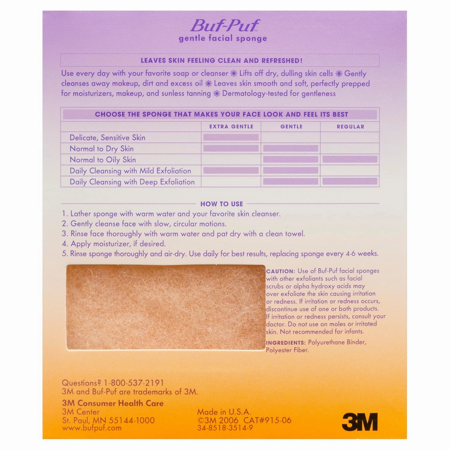Buf-Puf Reusable All-Purpose Facial Sponge, Gentle (Pack of 6)