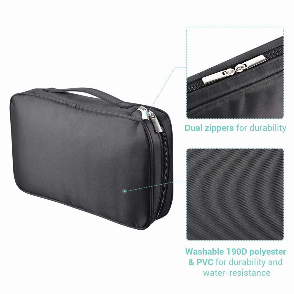 BYOOTIQUE Makeup Brush Bag Organizer Portable Multi Brush Holder Makeup Hand Bag Cosmetic Organizer Detachable Pouch Storage Case for Travel Home, Black