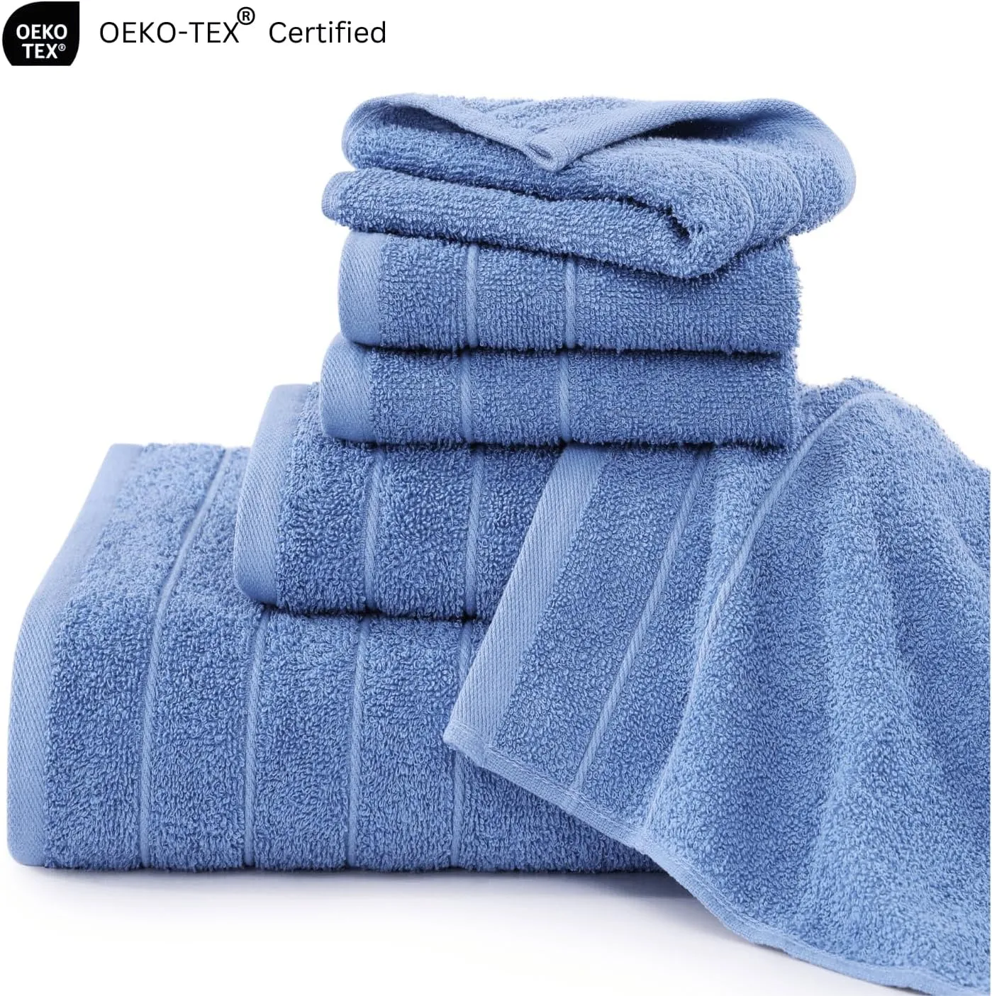 Casa Platino 100% Cotton Luxury Bath Towel Set - 12 Pieces - Ring Spun, Ultra Soft, Quick Dry & Extra Absorbent - 4 Bath, 4 Washcloths, 4 Bathroom Hand Towels - Minimal Lint After 3 Washes - Blue