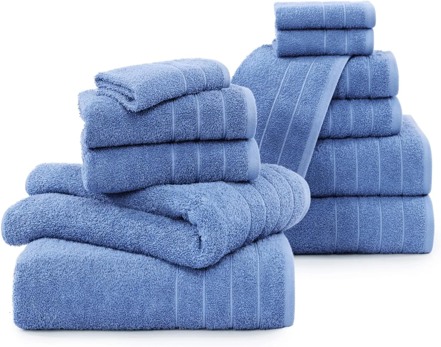 Casa Platino 100% Cotton Luxury Bath Towel Set - 12 Pieces - Ring Spun, Ultra Soft, Quick Dry & Extra Absorbent - 4 Bath, 4 Washcloths, 4 Bathroom Hand Towels - Minimal Lint After 3 Washes - Blue