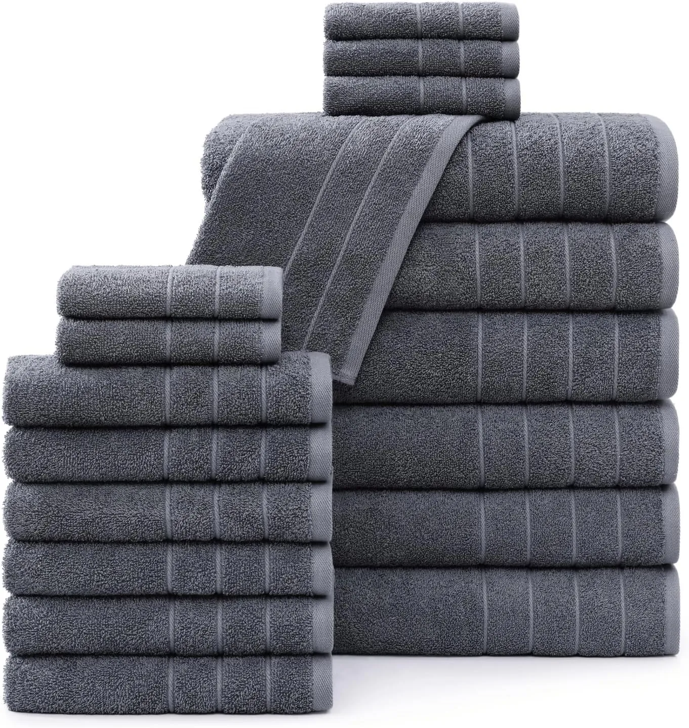 Casa Platino 100% Cotton Luxury Bathroom Towel Set - 18 Pc - Ring Spun, Quick Dry, Soft & Highly Absorbent - 6 Bath, 6 Washcloths, 6 Hand Towels - Remains Plush After Multiple Washes - Cerulean Blue
