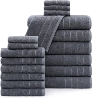 Casa Platino 100% Cotton Luxury Bathroom Towel Set - 18 Pc - Ring Spun, Quick Dry, Soft & Highly Absorbent - 6 Bath, 6 Washcloths, 6 Hand Towels - Remains Plush After Multiple Washes - Cerulean Blue