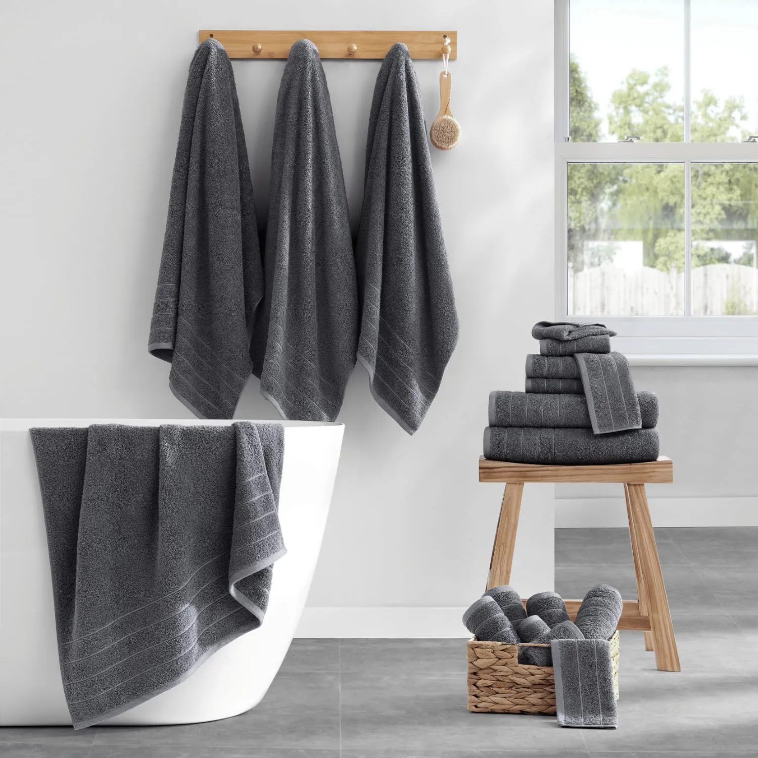 Casa Platino 100% Cotton Luxury Bathroom Towel Set - 18 Pc - Ring Spun, Quick Dry, Soft & Highly Absorbent - 6 Bath, 6 Washcloths, 6 Hand Towels - Remains Plush After Multiple Washes - Cerulean Blue