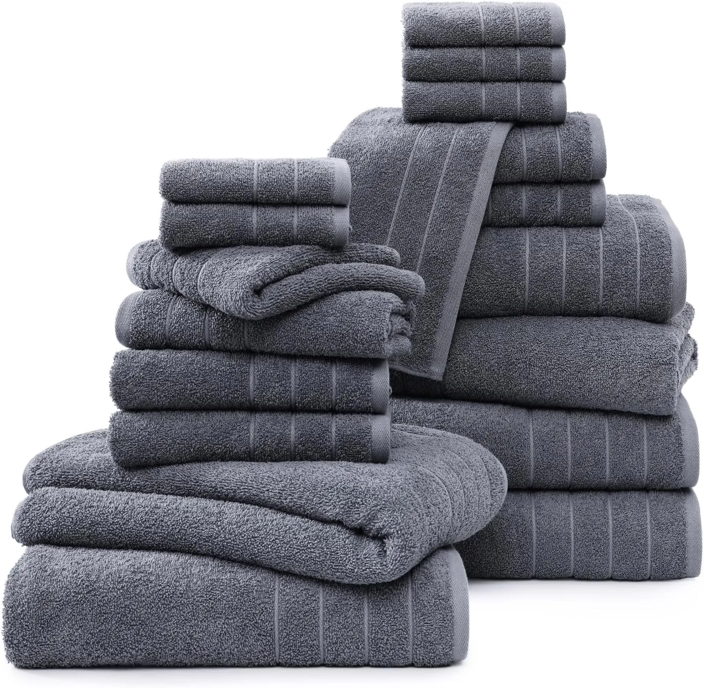 Casa Platino 100% Cotton Luxury Bathroom Towel Set - 18 Pc - Ring Spun, Quick Dry, Soft & Highly Absorbent - 6 Bath, 6 Washcloths, 6 Hand Towels - Remains Plush After Multiple Washes - Cerulean Blue
