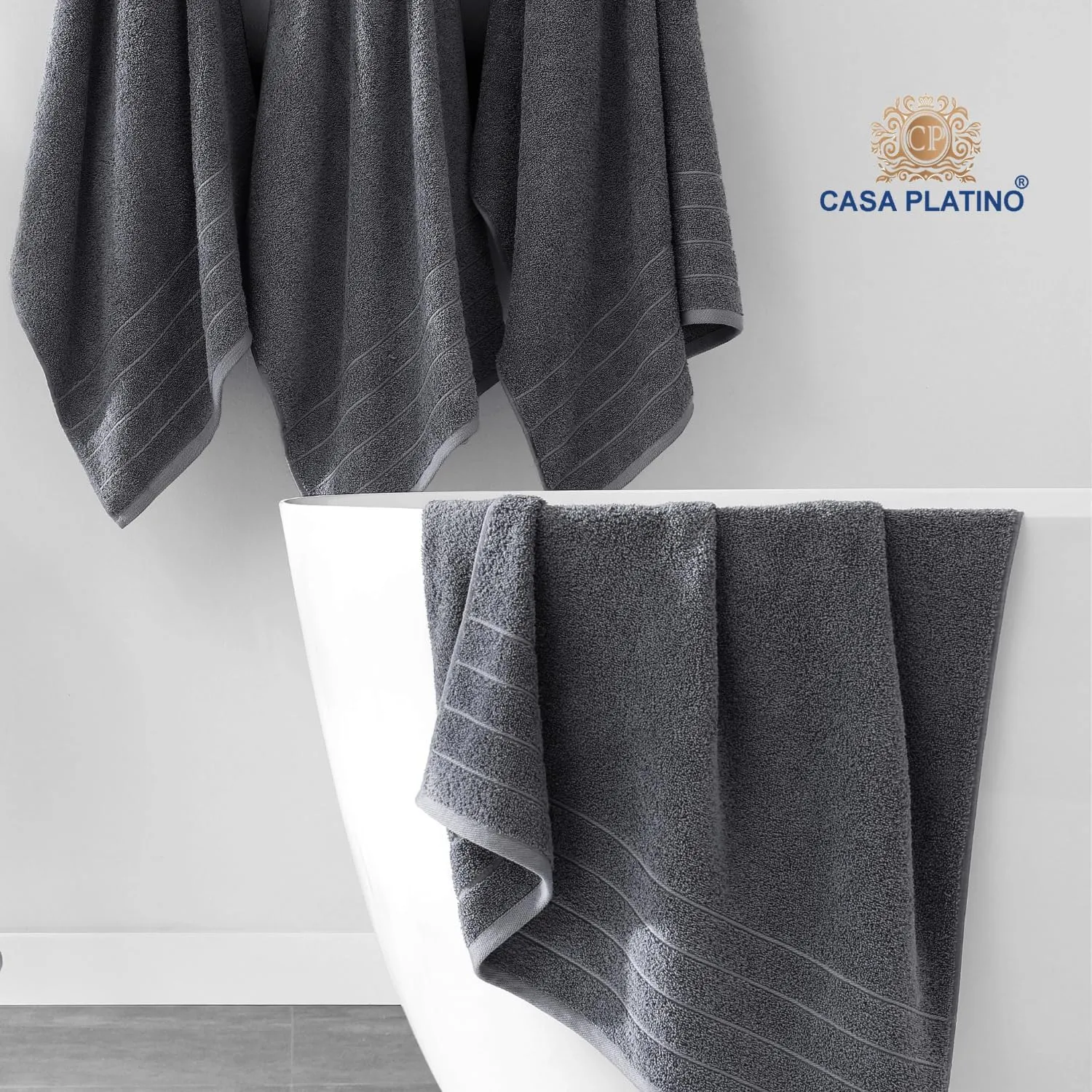 Casa Platino 100% Cotton Luxury Bathroom Towel Set - 18 Pc - Ring Spun, Quick Dry, Soft & Highly Absorbent - 6 Bath, 6 Washcloths, 6 Hand Towels - Remains Plush After Multiple Washes - Cerulean Blue