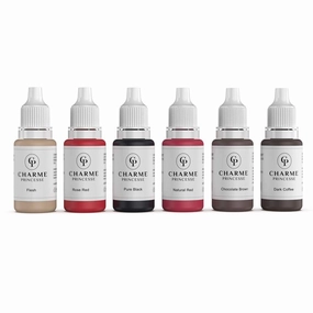 Charme Princesse Microblading Pigment Permanent Pigment Makeup 6pcs for Eyebrows Lip Tattoo Ink Supplies 15ml Bottles PI503-15-6