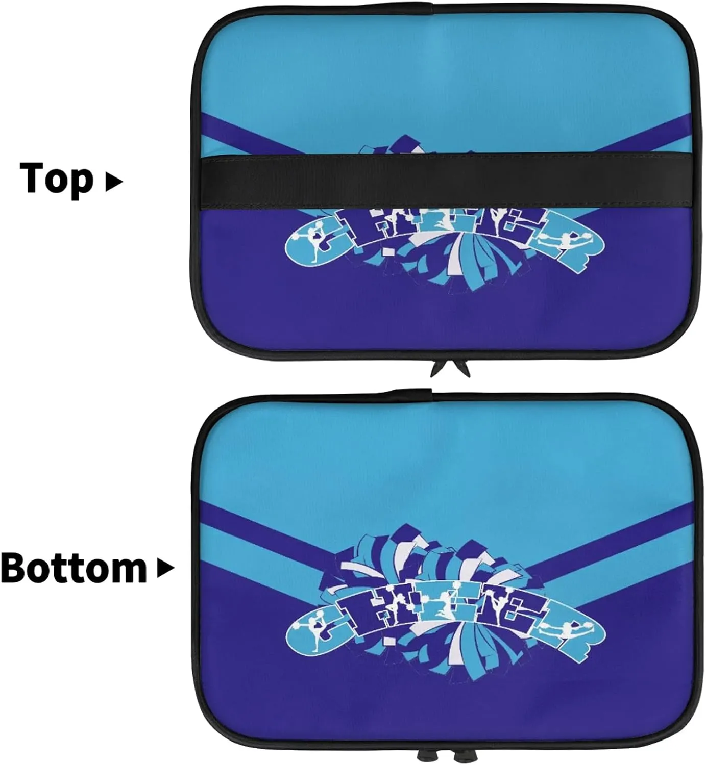 Cheer Custom Name Makeup Bag Personalized Large Cosmetic Case Portable Travel Make Up Organizer for Women Girl With Handle, Blue