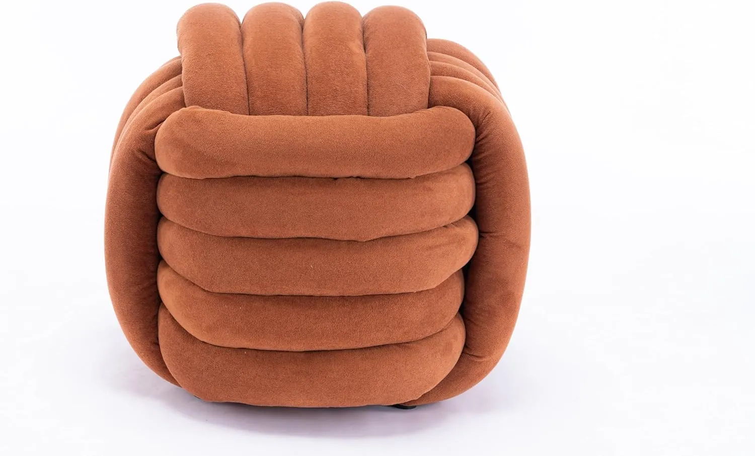 Chenille Fabric Modern Knot Design Ottoman Makeup Stool Footstool, Ottoman, Comfortable and Stylish Seat for Living Room, Bedroom,Orange (Orange)