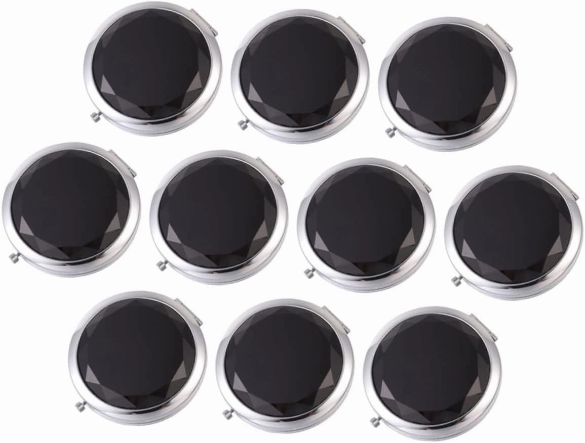 Chic Double-Sided Compact Mirror Small Makeup Mirror Brush Storage Perfect for Travel Portable and Stylish 10pcs Bundle