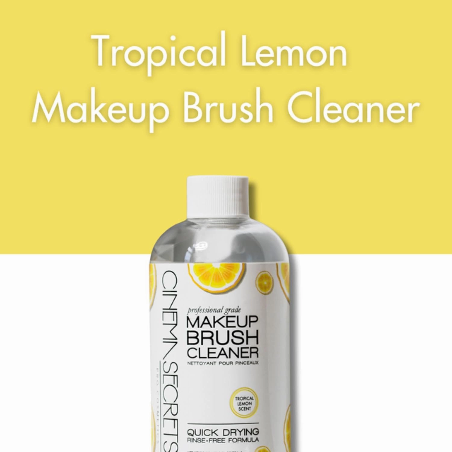 Cinema Secrets Original Makeup Brush Cleaner Solution - Professional Cleanser for Makeup Brushes - Quick-Drying, Rinse-Free Formula - Removes Stubborn Waterproof Make Up - Lemon