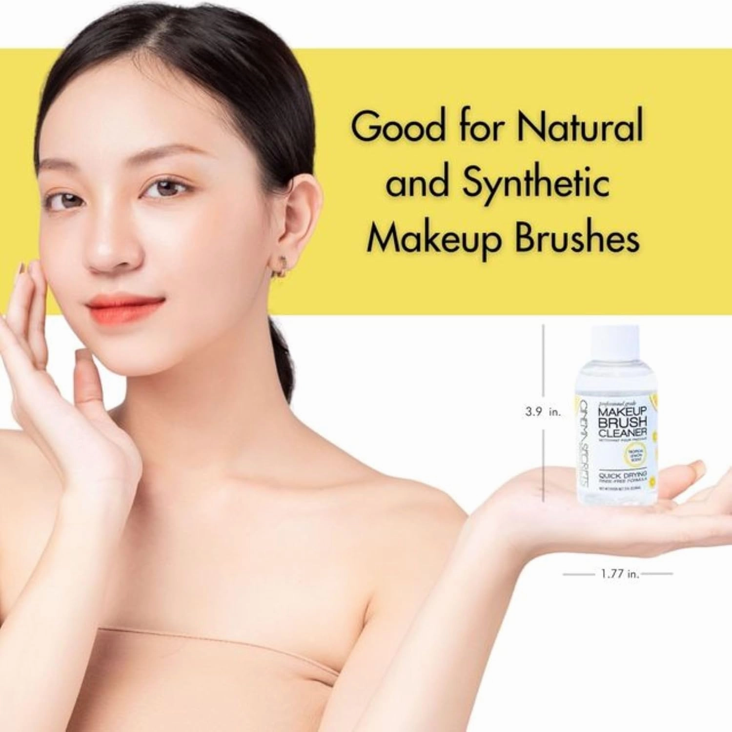 Cinema Secrets Original Makeup Brush Cleaner Solution - Professional Cleanser for Makeup Brushes - Quick-Drying, Rinse-Free Formula - Removes Stubborn Waterproof Make Up - Lemon