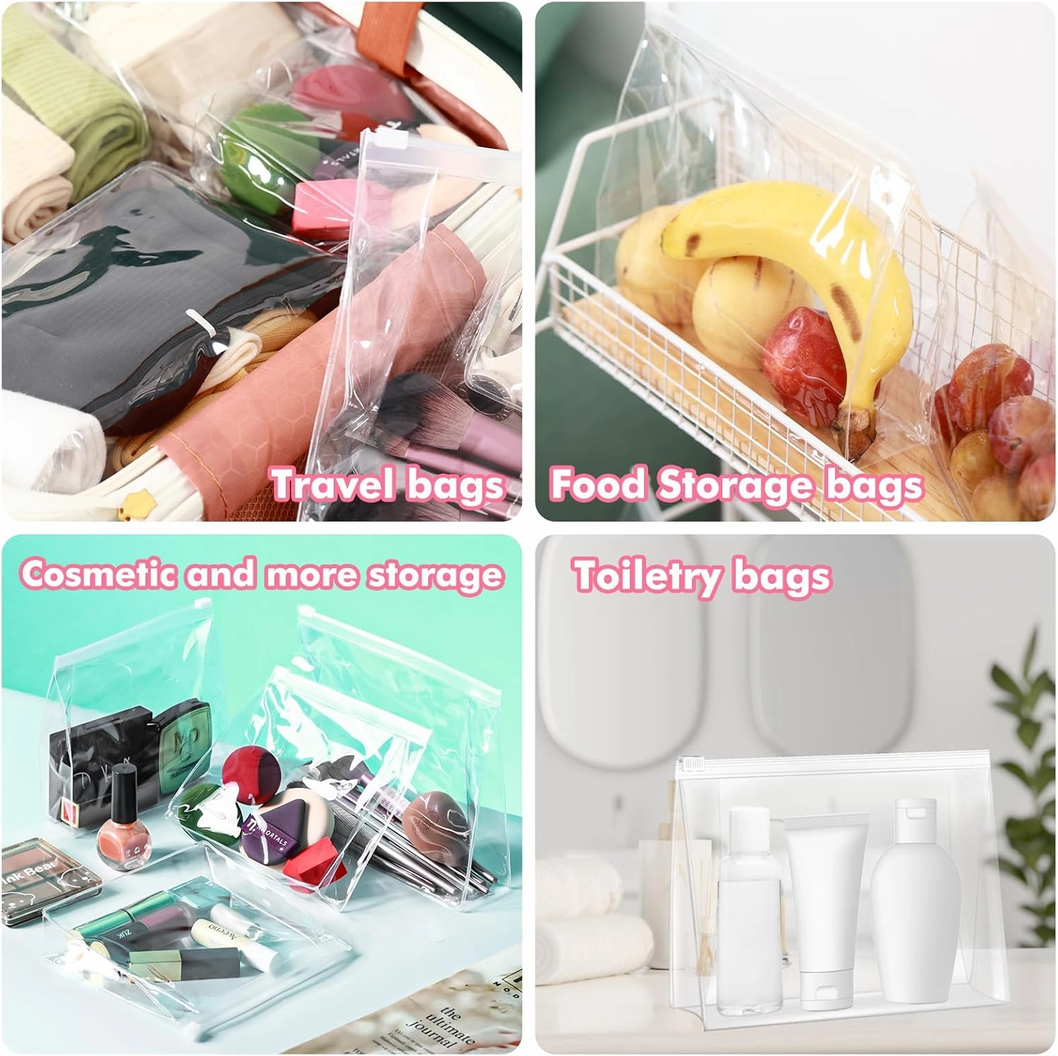 Circloophs 30 Pack Mini Clear Makeup Bag Organizer Cosmetic Zipper Pouch Travel Pouches for Toiletries Transparent EVA Reusable Wash Bags Waterproof Plastic Clear Gift Bags Bulk, 6" x 5" x 1.5"