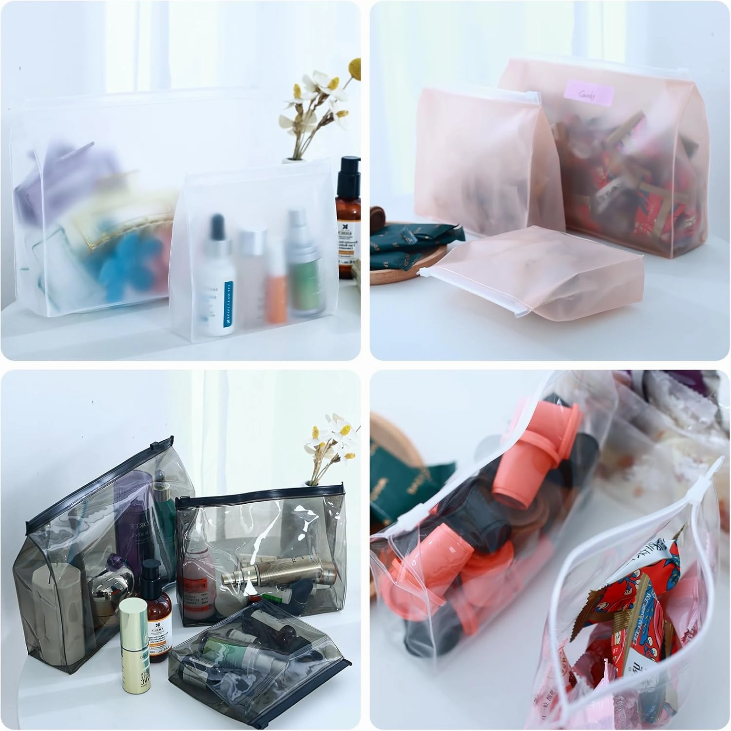 Circloophs 30 Pack Mini Clear Makeup Bag Organizer Cosmetic Zipper Pouch Travel Pouches for Toiletries Transparent EVA Reusable Wash Bags Waterproof Plastic Clear Gift Bags Bulk, 6" x 5" x 1.5"
