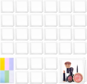 Circloophs 30 Pack Mini Clear Makeup Bag Organizer Cosmetic Zipper Pouch Travel Pouches for Toiletries Transparent EVA Reusable Wash Bags Waterproof Plastic Clear Gift Bags Bulk, 6" x 5" x 1.5"