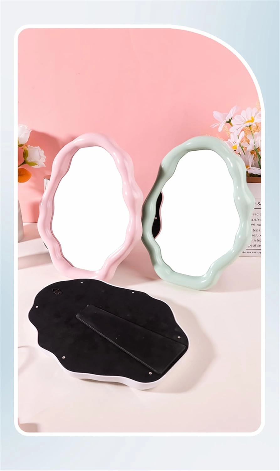Cloud Desktop Mirror Makeup Mirror Touch up Mirror Irregular Shaped Makeup Mirror Portable Mirror (White)