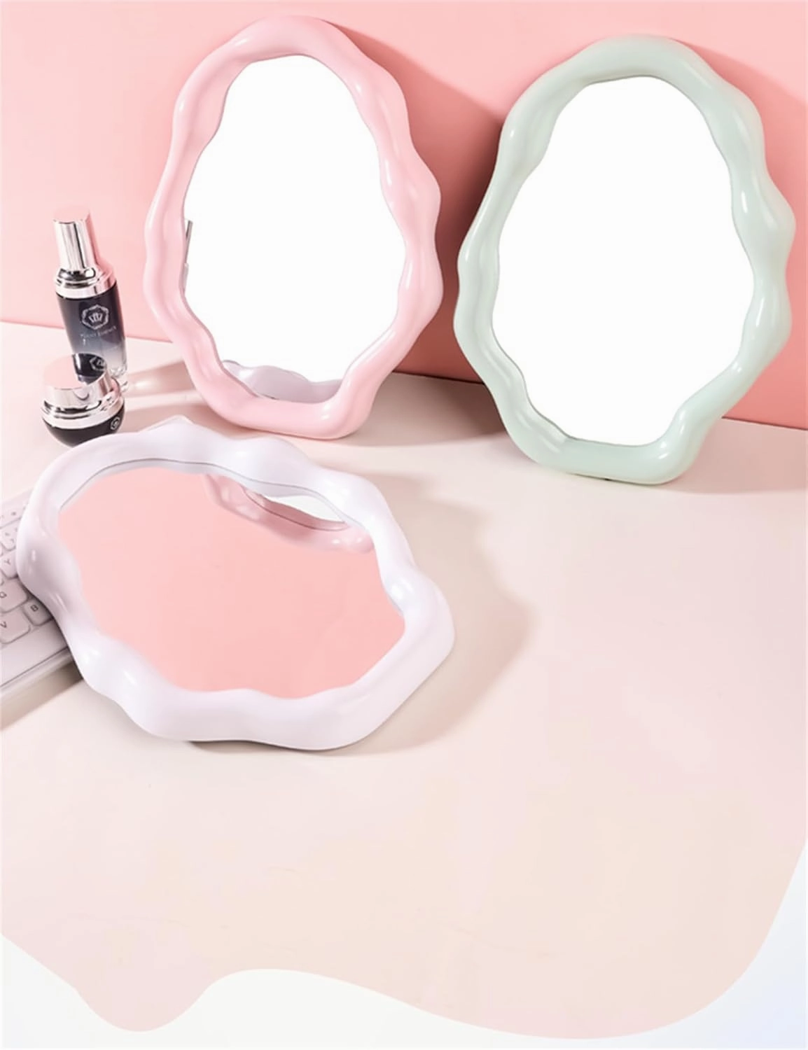 Cloud Desktop Mirror Makeup Mirror Touch up Mirror Irregular Shaped Makeup Mirror Portable Mirror (White)