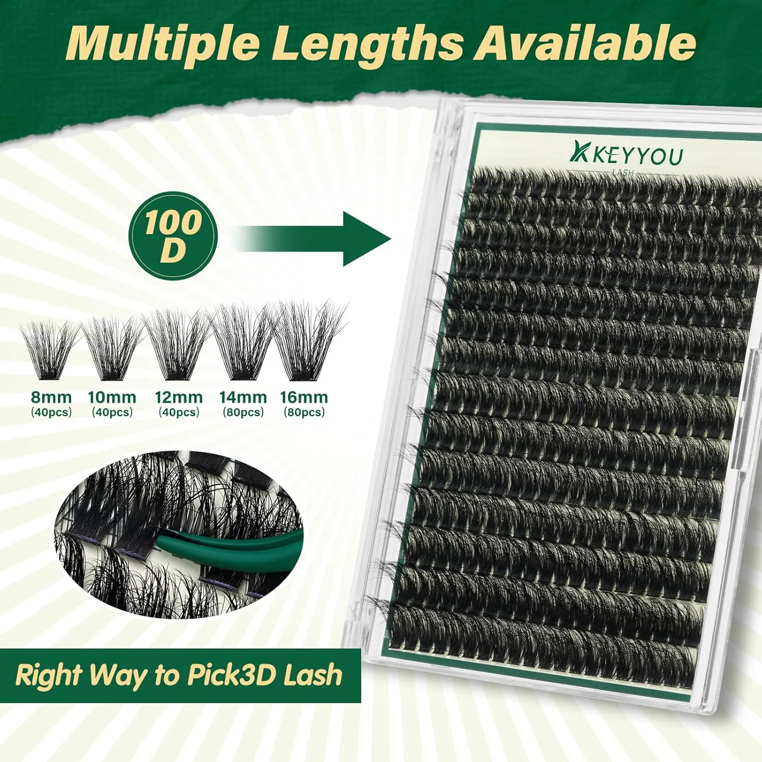 Clusters Kit 3D Effect Eyelash Clusters Kit 280pcs 100D D Curl 9-18MIX Individual Lashes Wispy Lashes Volume Cluster Lashes Kit Natural Soft DIY Lash Extension(3D Kit-100D-D-9-18MIX)
