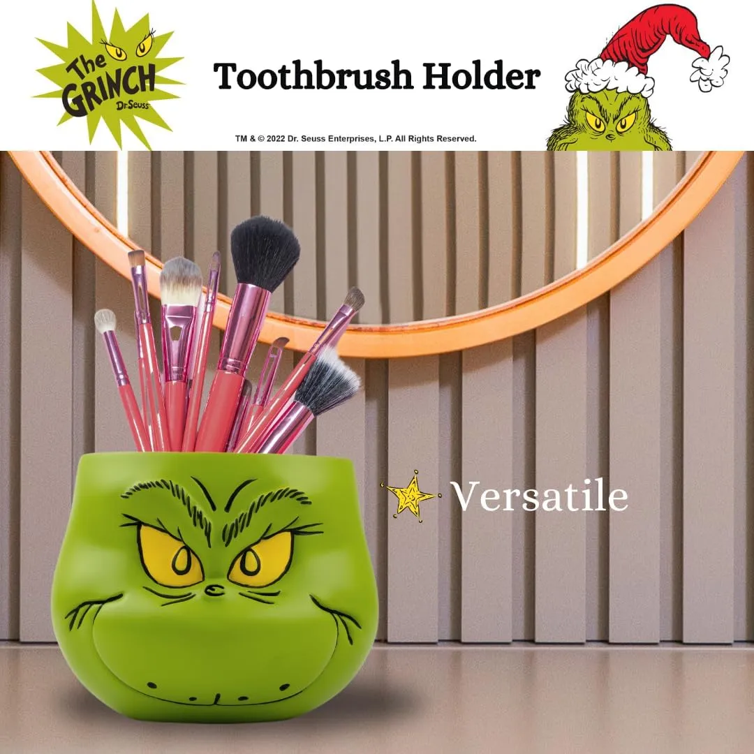 Collectibles Dr. Seuss' The Grinch Holiday Christmas Toothbrush Holder - Makeup Brushes/Pens Tumbler, (Officially Licensed Product) by Franco