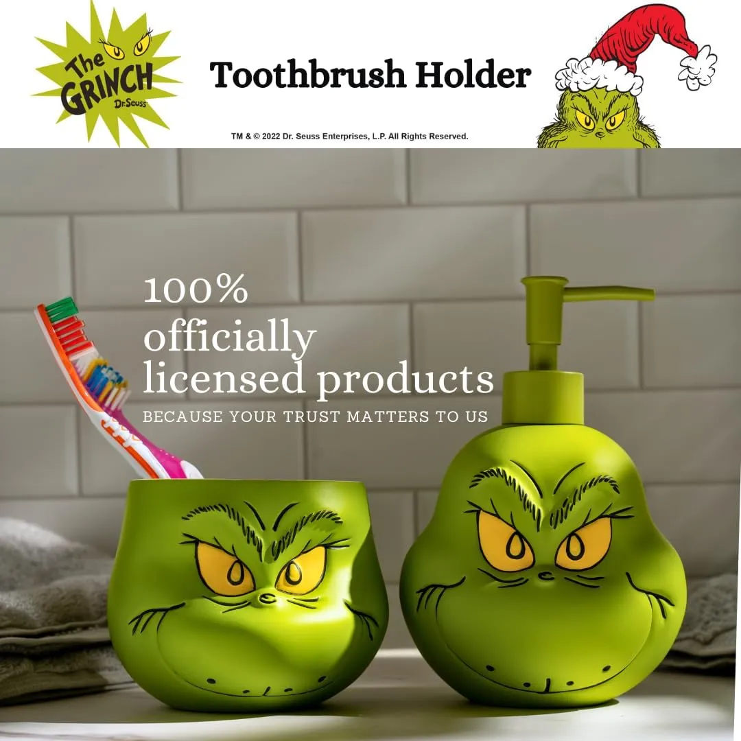 Collectibles Dr. Seuss' The Grinch Holiday Christmas Toothbrush Holder - Makeup Brushes/Pens Tumbler, (Officially Licensed Product) by Franco
