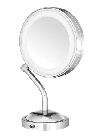 Conair Double-Sided Battery Operated Lighted Makeup Mirror - Lighted Vanity Makeup Mirror with LED Lights; 1x / 5x Magnification; Polished Chrome Finish